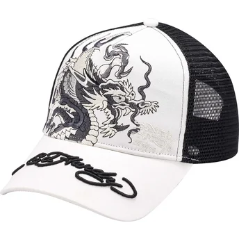 Sapkák ívelt fehér snapback Mono Giant Ed Hardy