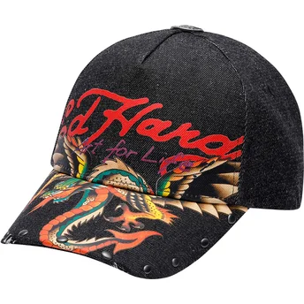 Sapkák ívelt fekete állítható Art For Life Acid Wash Ed Hardy