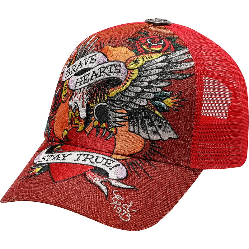 sapkak-ivelt-piros-snapback-brave-hearts-ed-hardy