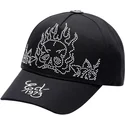 svart-justerbar-kurvad-keps-flaming-skull-fran-ed-hardy