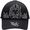 verstellbare-schwarze-kappe-mit-gebogenem-schirm-flaming-skull-von-ed-hardy