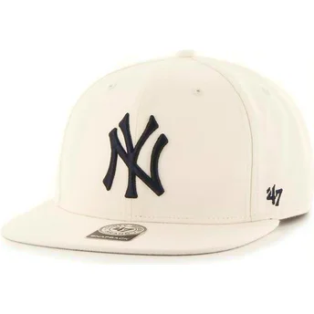 47 Brand Flat Brim MLB New York Yankees Smooth Snapback Cap Beige