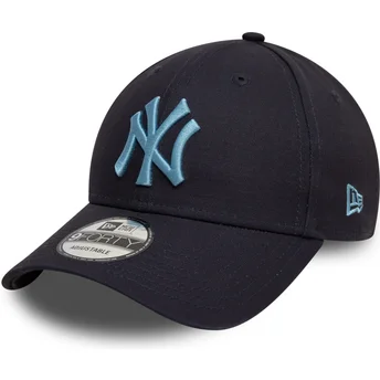 New Era Curved Brim Blue Logo 9FORTY League Essential New York Yankees MLB Navy Blue Adjustable Cap