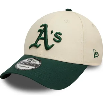 Verstellbare 9FORTY Colour Block Kappe in Beige und Grün der Oakland Athletics MLB von New Era
