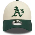 new-era-curved-brim-9forty-colour-block-oakland-athletics-mlb-beige-and-green-adjustable-cap