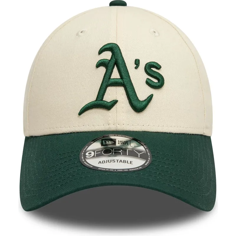 gorra-curva-beige-y-verde-ajustable-9forty-colour-block-de-oakland-athletics-mlb-de-new-era
