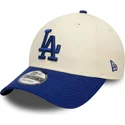 beige-und-blaue-verstellbare-curved-cap-9forty-colour-block-der-los-angeles-dodgers-mlb-von-new-era