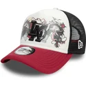 weisse-schwarze-und-rote-9forty-a-frame-graphic-trucker-cap-der-los-angeles-dodgers-mlb-dragon-von-new-era