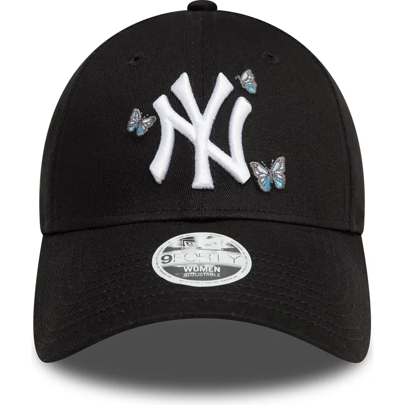 schwarze-verstellbare-curved-cap-fur-damen-9twenty-icon-butterflies-der-new-york-yankees-mlb-von-new-era