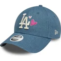 new-era-curved-brim-women-9forty-denim-icon-heart-los-angeles-dodgers-mlb-blue-adjustable-cap