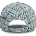 blaue-gebogene-verstellbare-damenkappe-9forty-tweed-der-new-york-yankees-mlb-von-new-era
