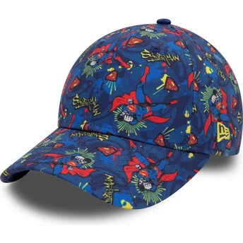Sapkák ívelt sötétkék állítható gyereknek 9FORTY All Over Print Superman DC Comics New Era