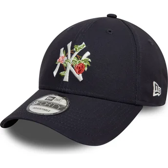 New Era New York Yankees MLB 9FORTY Marinblå Kurvkeps med Fruktikon