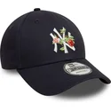 new-era-mlb-new-york-yankees-9forty-navy-blaue-kappe-mit-gebogenem-schirm-und-frucht-icon