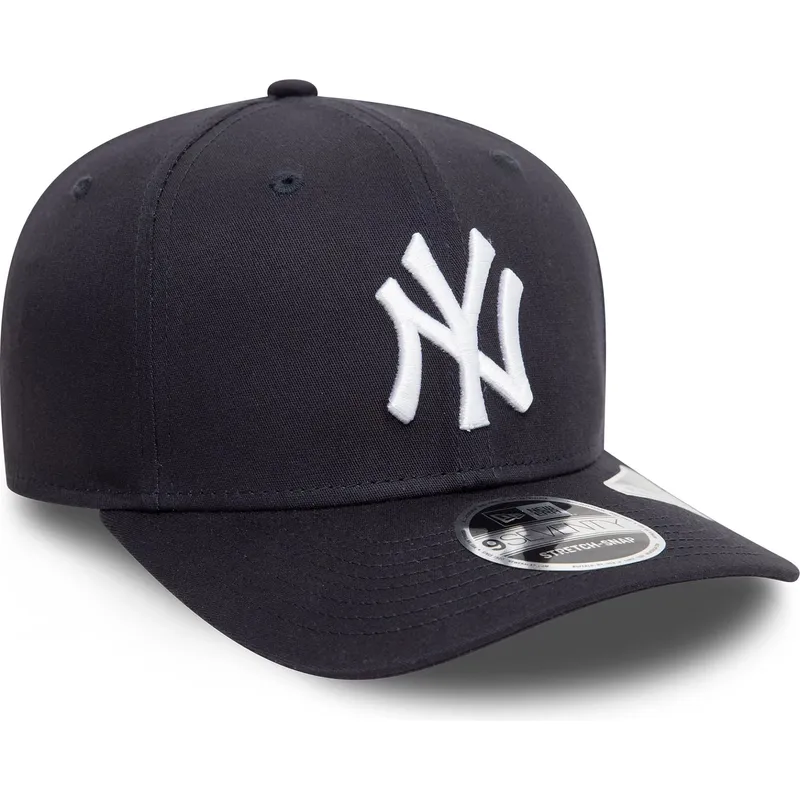 marineblaue-gebogene-snapback-kappe-9seventy-stretch-snap-der-new-york-yankees-mlb-von-new-era