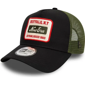 Svart och grön truckerkeps 9FORTY A Frame Patch från New Era