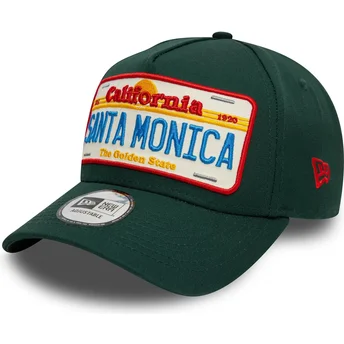 New Era Curved Brim 9FORTY A Frame License Plate Cities and Beaches Santa Monica Green Snapback Cap