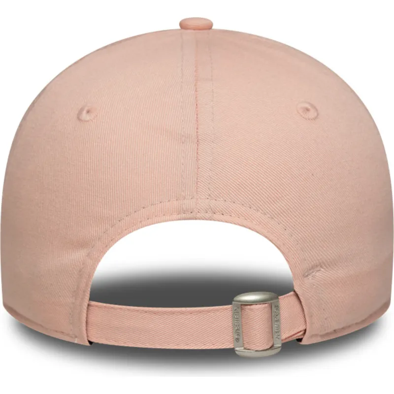 rosa-verstellbare-curved-cap-fur-damen-mit-rosa-logo-9forty-league-essential-der-new-york-yankees-mlb-von-new-era