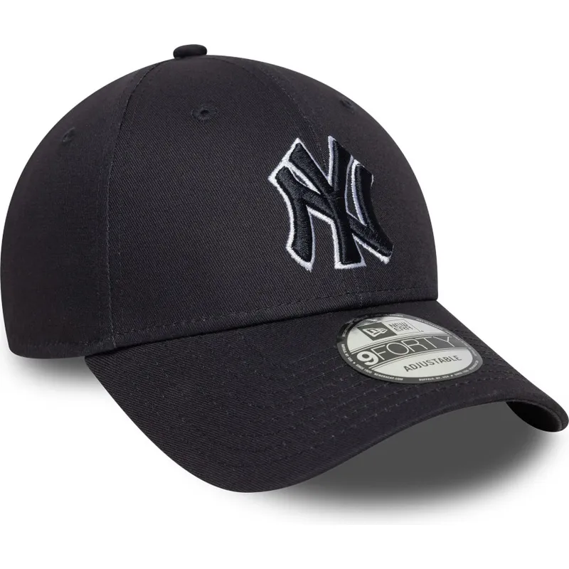 marineblaue-verstellbare-curved-cap-mit-marineblauen-logo-9forty-outline-der-new-york-yankees-mlb-von-new-era