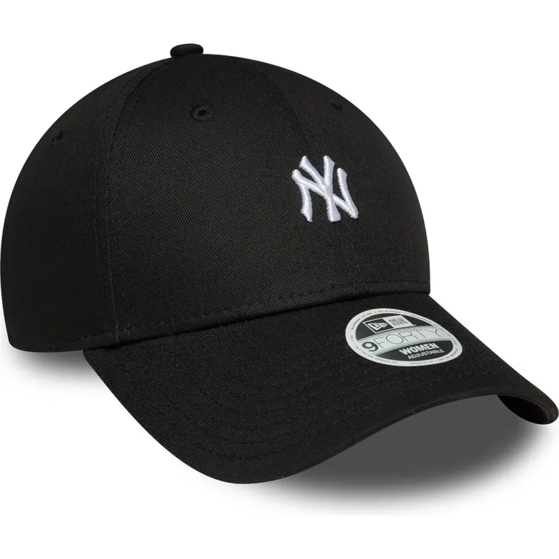 svart-justerbar-kurvad-keps-for-dam-9forty-mini-logo-fran-new-york-yankees-mlb-av-new-era