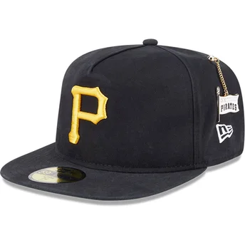 Svart platt keps justerad 59FIFTY A Frame Championship Side Flag Pittsburgh Pirates MLB från New Era