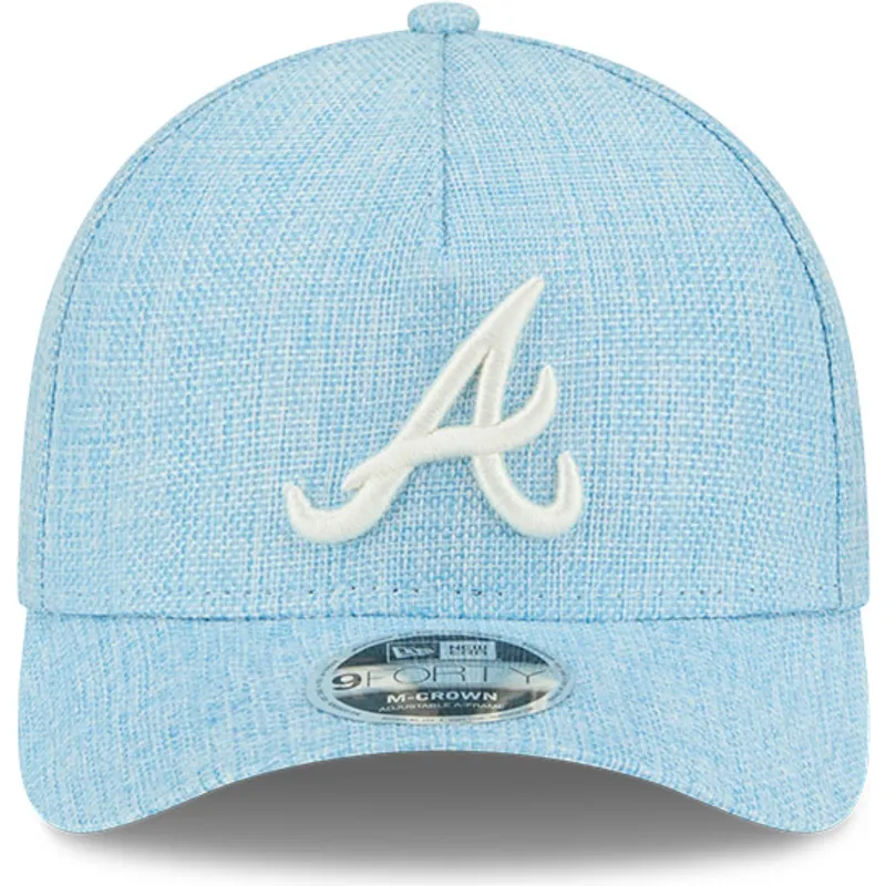 hellblaue-gebogene-snapback-kappe-9forty-m-crown-a-frame-cotton-weave-der-atlanta-braves-mlb-von-new-era