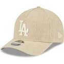 beige-gebogene-snapback-kappe-9forty-m-crown-a-frame-cotton-weave-der-los-angeles-dodgers-mlb-von-new-era