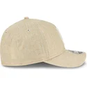 beige-gebogene-snapback-kappe-9forty-m-crown-a-frame-cotton-weave-der-los-angeles-dodgers-mlb-von-new-era