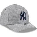 new-era-curved-brim-navy-blue-logo-9forty-m-crown-a-frame-cotton-weave-new-york-yankees-mlb-grey-snapback-cap