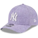 violette-gebogene-snapback-kappe-9forty-m-crown-a-frame-cotton-weave-der-new-york-yankees-mlb-von-new-era