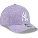 violette-gebogene-snapback-kappe-9forty-m-crown-a-frame-cotton-weave-der-new-york-yankees-mlb-von-new-era
