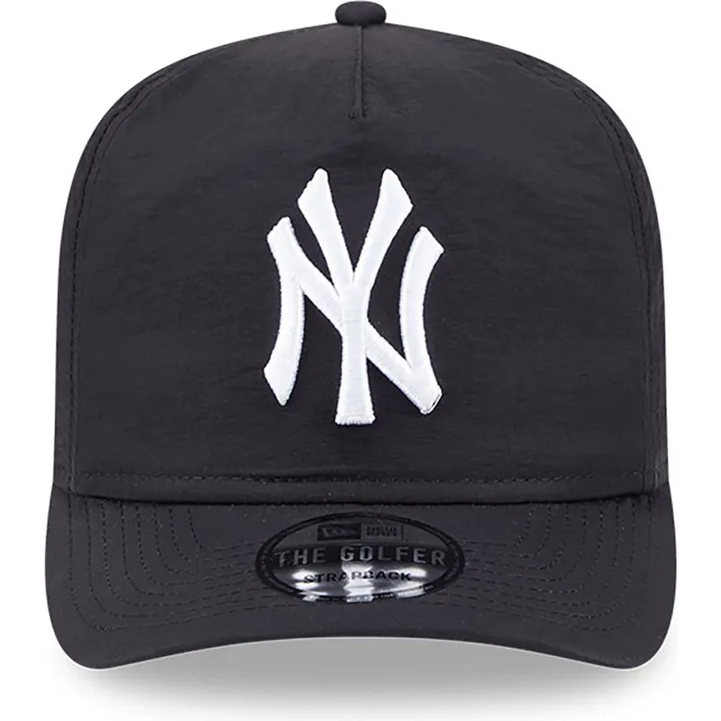 new-era-new-york-yankees-mlb-golfer-everyday-nylon-verstellbare-schwarze-kappe-mit-gebogenem-schirm