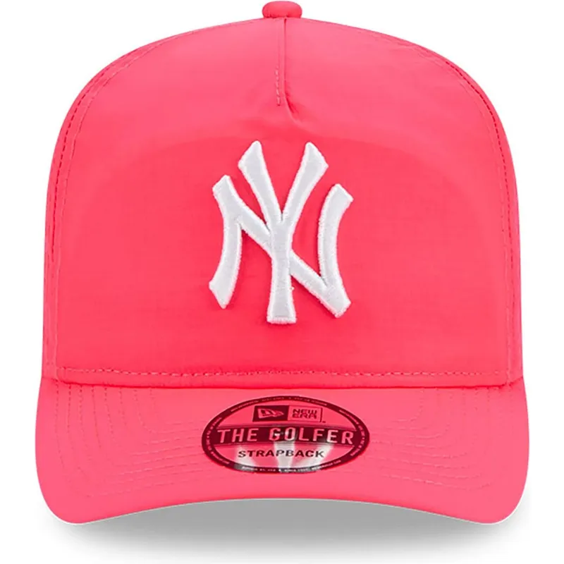 rosa-verstellbare-gebogene-kappe-golfer-everyday-nylon-von-new-york-yankees-mlb-von-new-era