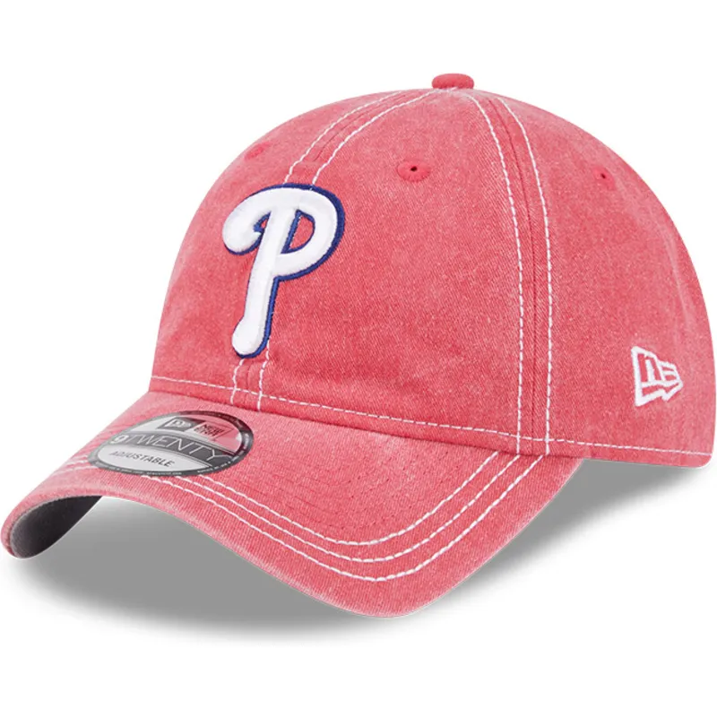 rosa-verstellbare-curved-cap-9twenty-washed-contrast-der-philadelphia-phillies-mlb-von-new-era