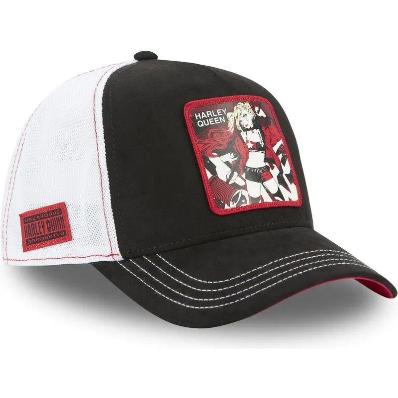 trucker-cap-schwarz-und-weiss-harley-quinn-dc8-que-dc-comics-von-capslab