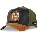 capslab-looney-tunes-taz-loo10-tasmaniensisk-djavul-svart-gron-och-brun-snapback-bojd-keps