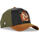 capslab-looney-tunes-taz-loo10-tasmaniensisk-djavul-svart-gron-och-brun-snapback-bojd-keps