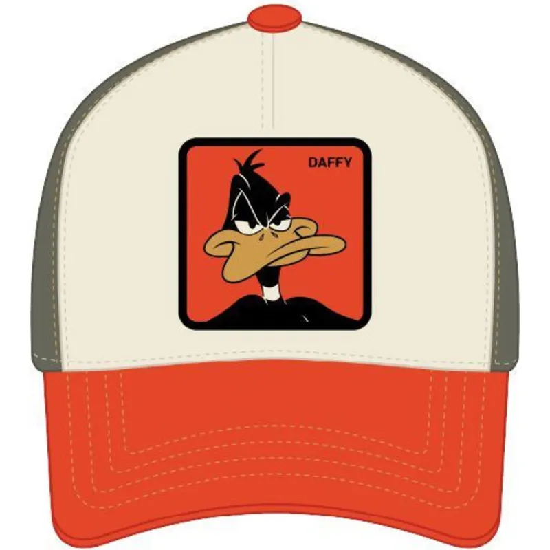 beige-und-orange-gebogene-snapback-kappe-daffy-duck-loo11-daf-looney-tunes-von-capslab