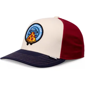 Djinns Peace Pizza Food beige, röd och blå böjd snapbackkeps för barn