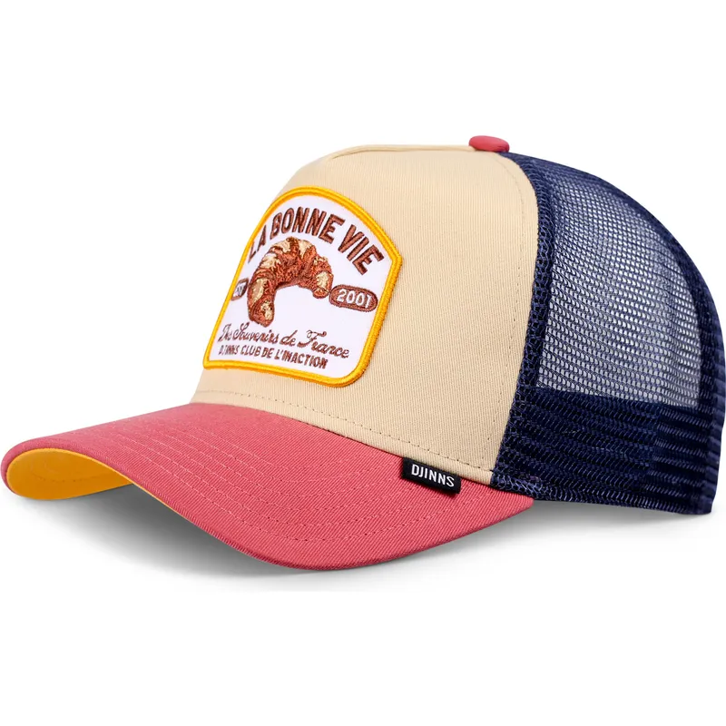 gorra-trucker-beige-azul-y-roja-croissant-hft-la-bonne-vie-2-de-djinns