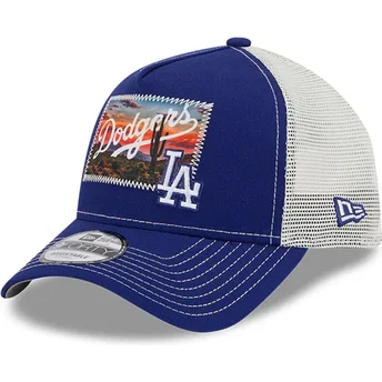 Los Angeles Dodgers MLB New Era blå och vit truckerkeps 9FORTY A Frame Patch Spring Training Fan Pack 2025