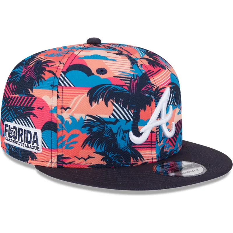 multifarbene-flachkappe-snapback-9fifty-printed-spring-training-fan-pack-2025-der-atlanta-braves-mlb-von-new-era