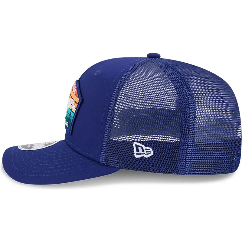 trucker-cap-blau-9seventy-stretch-snap-mesh-spring-training-fan-pack-2025-der-los-angeles-dodgers-mlb-von-new-era