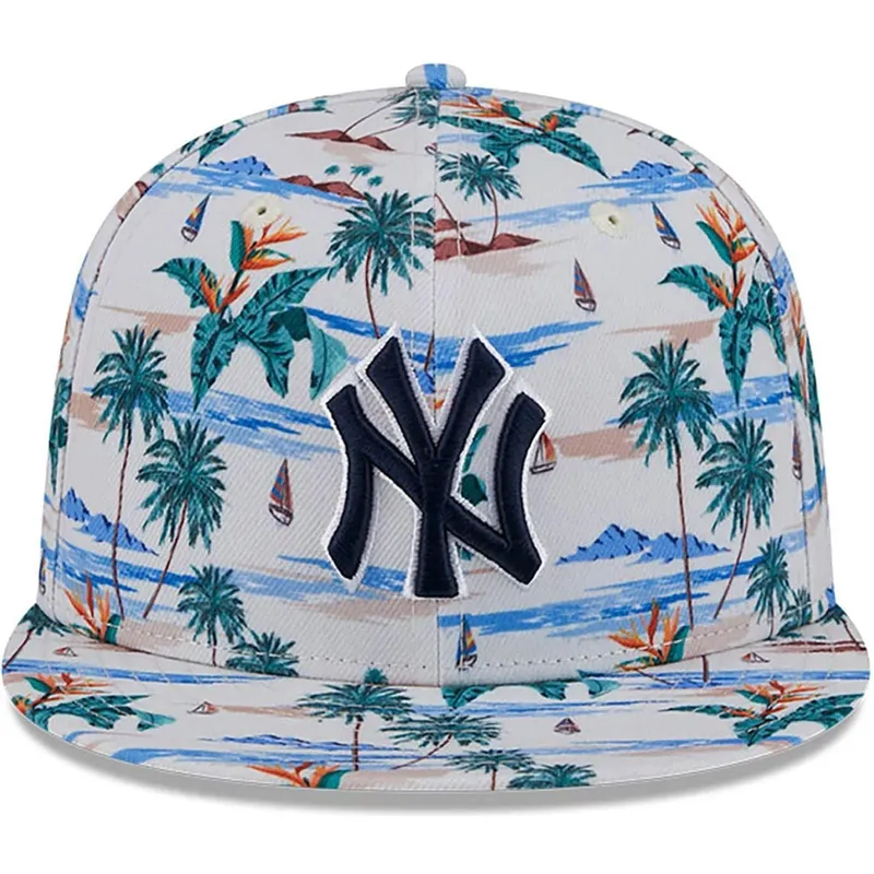 weisse-flache-snapback-kappe-9fifty-print-spring-training-fan-pack-2025-der-new-york-yankees-mlb-von-new-era