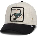 goorin-bros-curved-brim-scorpion-deadly-lethal-linen-rugged-comfort-the-farm-beige-and-black-snapback-cap