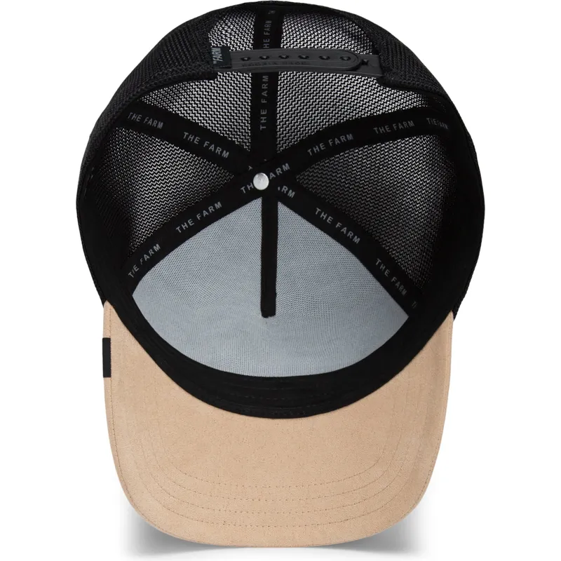 trucker-cap-schwarz-und-beige-gepard-warrior-the-suede-cheetah-global-core-micro-suede-the-farm-von-goorin-bros