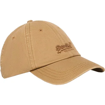 Verstellbare braune Vintage-Stickerei-Kappe mit gebogenem Schirm in Light Sand von Superdry