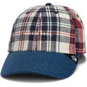 sapkak-ivelt-sotetkek-snapback-goorin-bros-curved-brim-raised-in-a-barn-papa-cap-madras-the-farm-navy-blue-and-red-cap-the-farm-