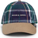 goorin-bros-curved-brim-hardly-working-papa-cap-madras-the-farm-marinbla-och-brun-snapback-keps