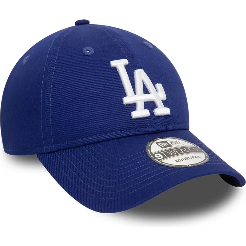 blaue-verstellbare-curved-cap-9twenty-league-essential-der-los-angeles-dodgers-mlb-von-new-era